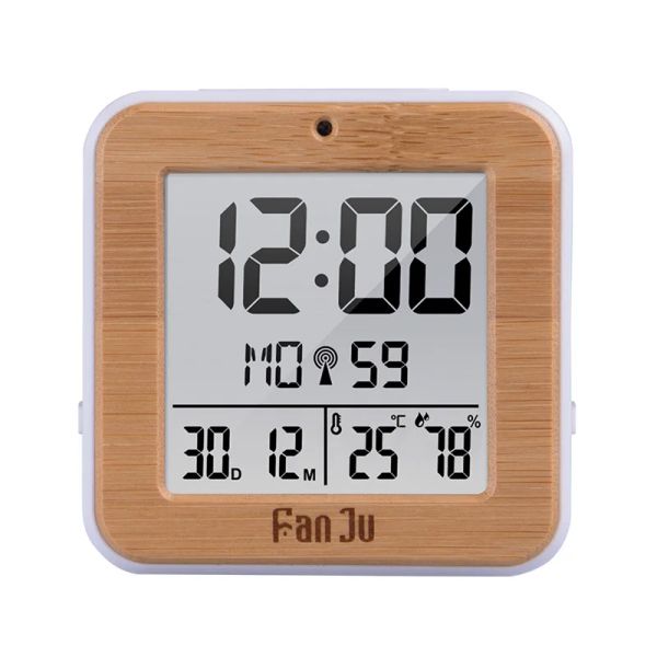 Fanju Digital Wecker LED DCF Radio Dual Alarm Automatische Hintergrundbeleuchtung Elektronische Temperatur Feuchtigkeit Tisch Zeit Bürogeschenk