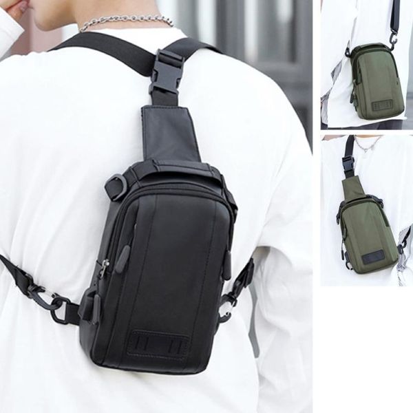 Rucksack Nylon Männer Rucksack Rucksack USB -Ladung Hafen männliche Militär Sling Messenger Crossbody Brust Packtasche Daypack 207y