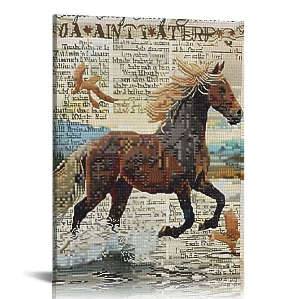 Cavalos de arte de parede inspirados pintando sobre tela, citação positiva motivacional posters e estampas para decoração para casa, sala de estar, escritório, enquadrado