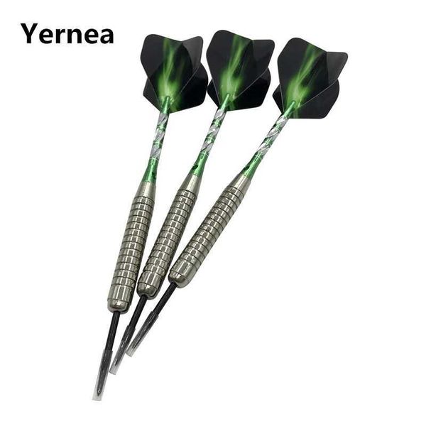 Darts yernea 3pcs Стальные угловые Darts В закрытых спортивных играх 22G Стандартные жесткие дротики никелированные железные ковша алюминиевая ось Aurora Wings S2452855