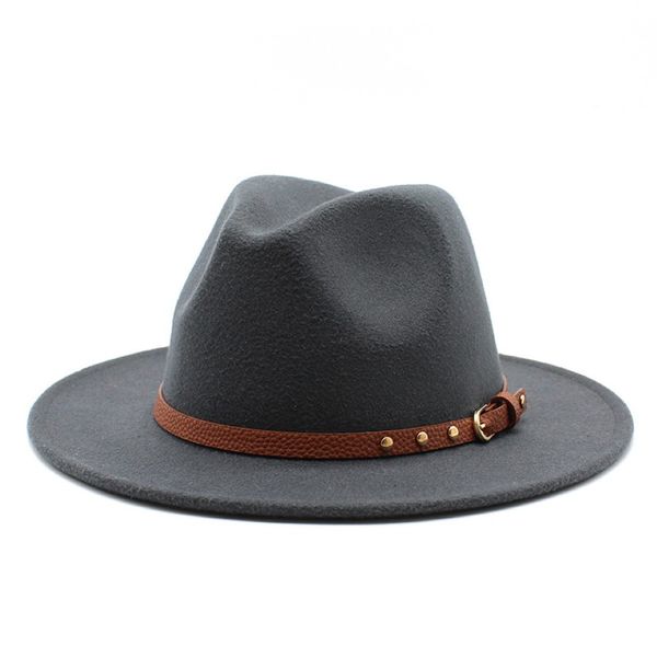 Wide Bim Hats Hats Frauen Männer Wolle Filz Quaste Jazz Fedora Panama Style Cowboy Trilby Party formelle Kleid Hut Großgröße gelb Weiß AA7 287n