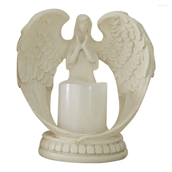 Titulares de vela Nórdicos resina de estilo orando estátua de arte de anjo e liderou a decoração da igreja de gabinete de TV de quarto em casa