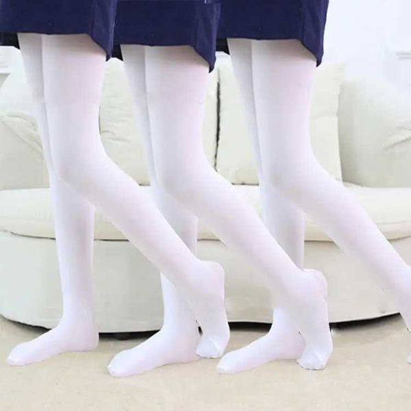 Crianças meias de garotas dança de balé de meia-calça de meia seção fina de moda de veludo meias de bebê sólido preto em meias brancas para 0-7y crianças cn y240528