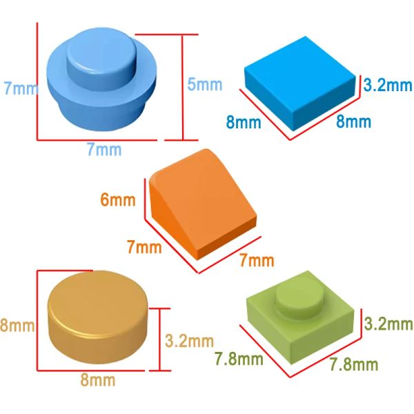 300pcs смешанные цвета пластинка склона плитка круглый круг 1x1 3024 4073 98138 3070 54200 Запчасти для строительных блоков кирпич для детского пикселя арт DIY игрушки