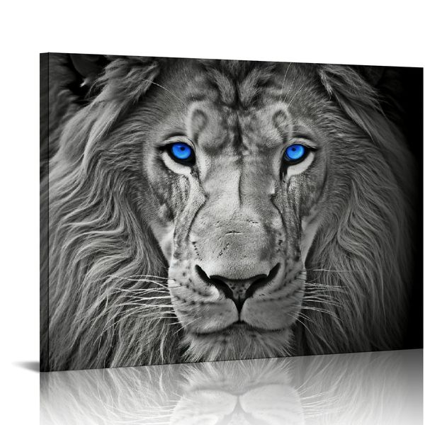 Blue Eyes Lion Animal Animal Preto e Branco Pintura de Cartazes e Impressões da sala Decoração de escritório Pintura Home Decoration Wall Art Picture Picture