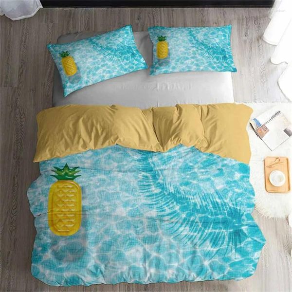 Set di biancheria da letto Hegili 3D set ananas stampare copripiumini con lettiere con letti con letti a federe tessili #BL-23