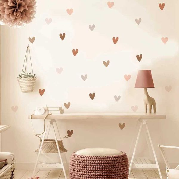 Decoro muro 36 pezzi Boho a forma di cuore adesivi a parete per soggiorno per bambini decorazione per la casa per la casa baby vivai arte art decalcomanie murales d240528
