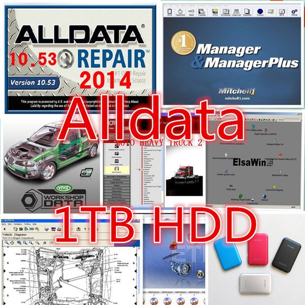 V10.53 Alldata e MIT-Chell Software+Elsawin+Vivid+ATSG Motor Truck Heavy Auto Reparation Data Software 49in1 HDD 1TB