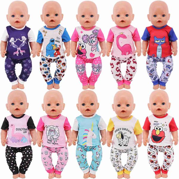 Dolls Dolls Dolls Feten Cartoon Home Conjunto adequado para 18 polegadas americanas e 43 centímetros recém -nascidos