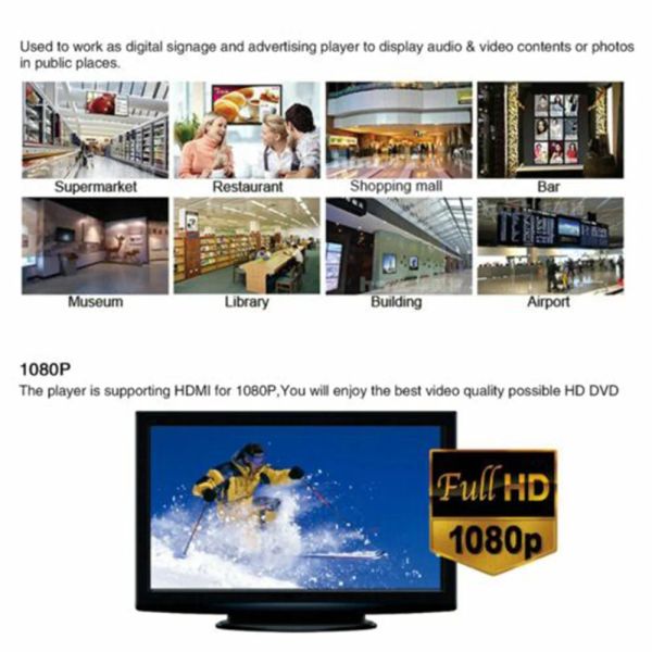 Ultra Media Player for Car TV SD MMC RMVB MP3 USB Внешний HDD U Disk Multimedia Media Player Box с VGA SD MKV H.265