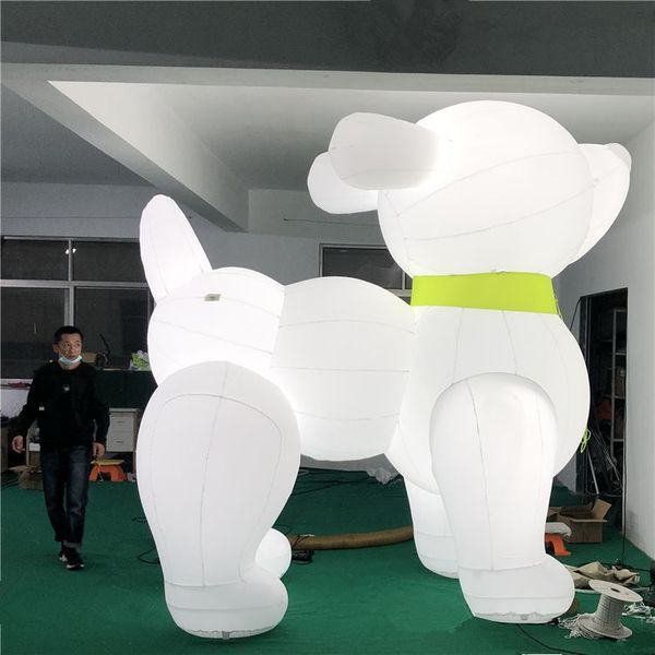 6m Großhandel Großhandel Lllumined White Inblasable Ballon Hund Schlauchboote Ballon Kunsttier für Musikwerbung Dekoration