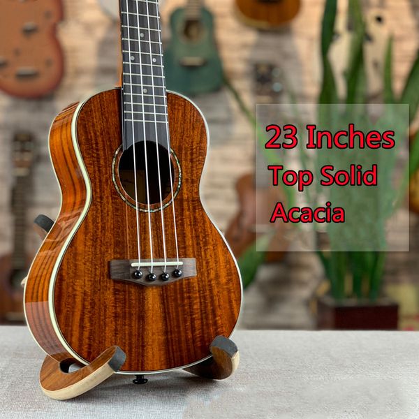 Ukuleletop Solid Acacia Holzkonzert 23 Zoll High -Gloss -Pick -up -E -Gitarre Ukelele 4 Strings Guitarra Uke Acoustic