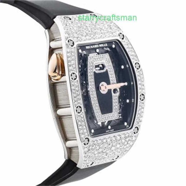 Richamills orologi RM Tourbillon Orologio da polso Sports orologio RM037 Platinum Backset Snowfulfino Diamond Diamond Orologio da donna automatico WN-5yMF