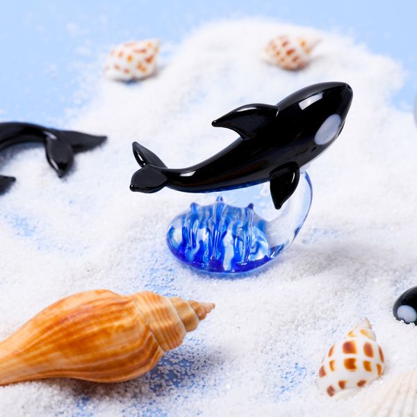 Ornamentos de animais em forma de baleia, criativo para desktop de vidro artesanato aquário micro paisagem decorações em miniaturas