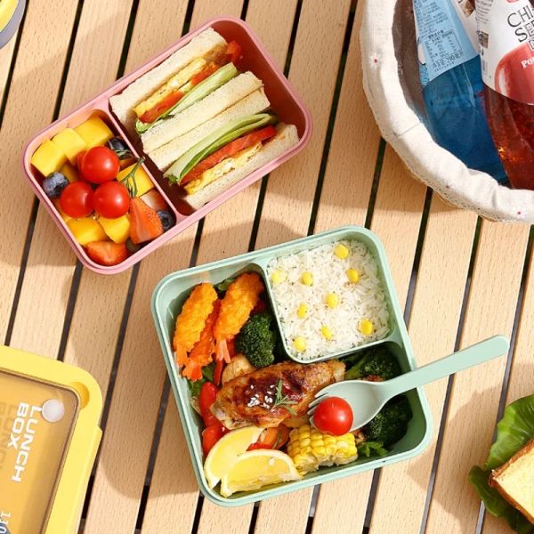 Tragbare Lunchbox -Lunchbeutel für Kinder Schulbüro Bento Box mit Tabellengeschirr Thermaltasche Komplette Kit Mikrowellenheizung