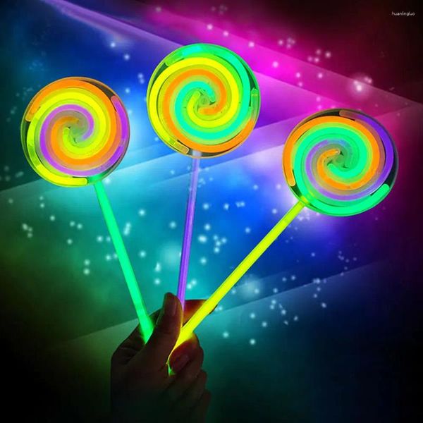 Decoração de festa luminosa Lollipop Glow Stick Stick girlating moinho de vento Fluorescente PO Props Let's Decor