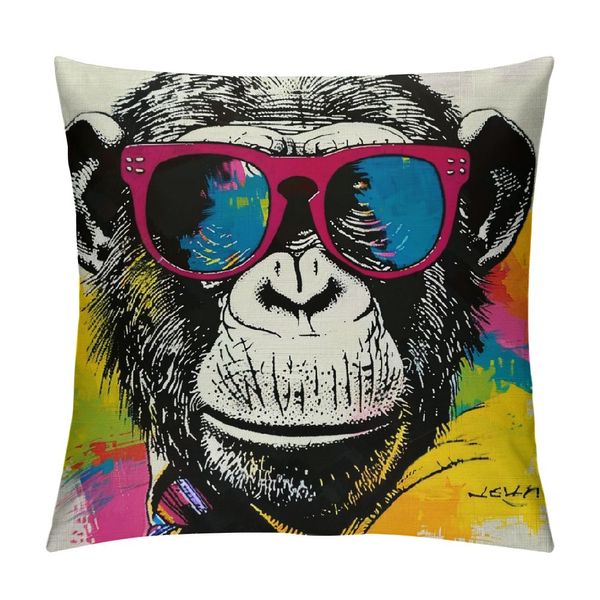 Capa de travesseiro engraçado de arremesso, gorila de moda moderna Stay Cool Quote Decorativa travesseiro Decoração de casa travesseiro quadrado