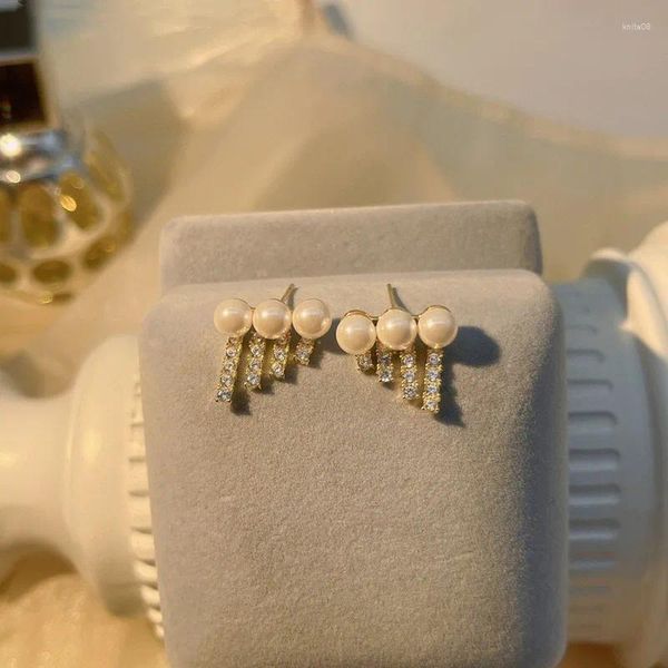 Bolzenohrringe Imitation Perlen Kristallohrring Leichte Luxus Mode Einfacher elegant