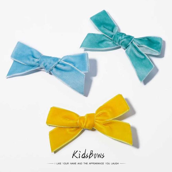 Аксессуары для волос 2pcs/Set Velvet Color Color Hair Bows с зажимом для волос Симпатичные девочки бутик -шпильки Barrettes Headwear Детские волосы Acessoory Y240529