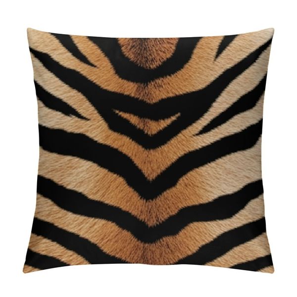 Custino di lancio Copertura tigre pelle zebra zebra leopardo strisce di vernice marrone con stampa bianca soggiorno divano camera da letto camera da letto nascosta cuscino