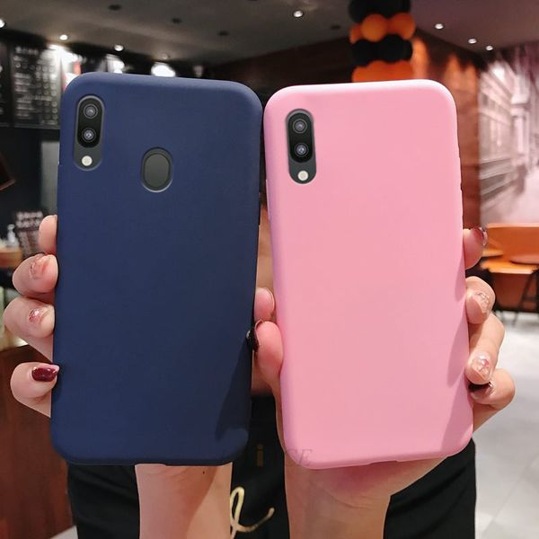 Candy Color Silicone Phone Case для Samsung Galaxy A10 A10S A10E A20 A20S A20E A30 A40 A40S A50 A50S MATTE Soft TPU Cover Cover