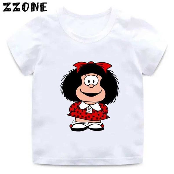 T-shirt Vendita calda carina mafalda per bambini t-shirt fumetti vestiti vestiti per bambini a manica corta maglietta estate per bambini vestitooooo5458 d240529