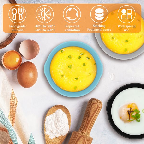 9pcs Silikonei -Poching Tasse Hochtemperaturresistent Silikon Eierkocher Kochen Formküche Zubehör Werkzeuge