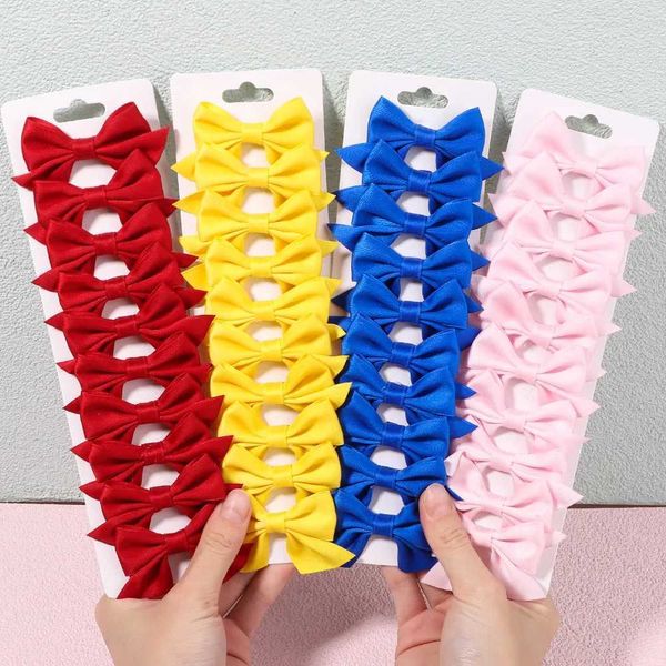 Accessori per capelli 10pcs/set ragazze clip per capelli solidi bowknot per bow per bambini barchette fatte a mano barrette per cuccioli per bambini accessori per bambini accessori all'ingrosso y240529