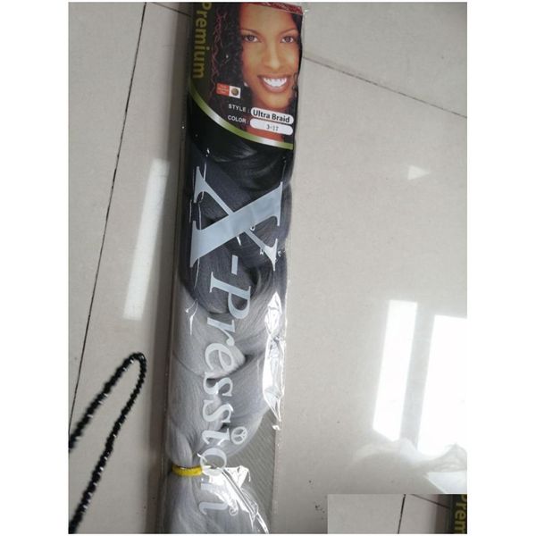 Estensioni di capelli sintetici all'ingrosso xpression intrecciato 82 pollici da 165 g pacchetto kanekalon cloghet trecce singolo colore premium tra jumbo reggiseno dh2mk