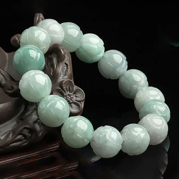 Acessórios de pulseiras birmanesas Jade Lotus Gifts Designer Real Charm Charm Jadeite Amulets Homem Jóias Brancas Luxury Natural 240529