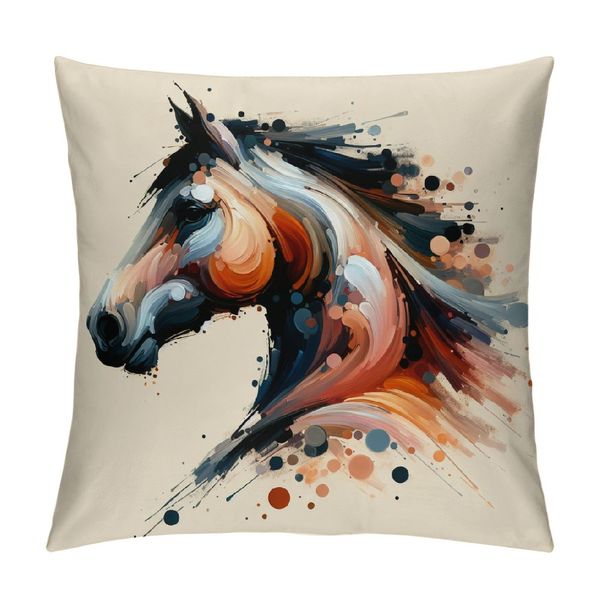 Custini di cavalli coperte di pittura olio vintage Animallo di cavallo dipinto di pittura Cusca per cuscinetti decorativi Cuscino per cuscine