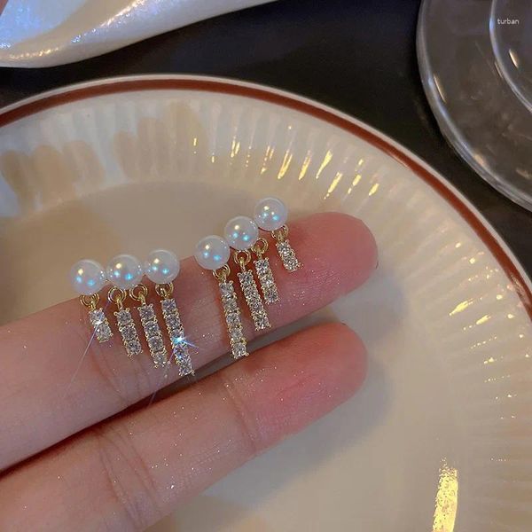 Bolzenohrringe Imitation Perlen Kristallohrring Leichte Luxus Mode Einfacher elegant