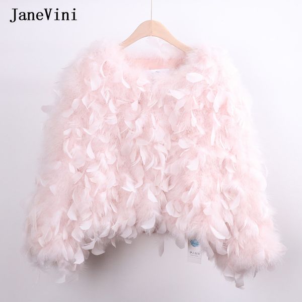 Janevini Women Women Real Peur Coat Real Winter Luxurrich Feathers Jackets Bridal Top Wedding Cape Mangas longas encolher os ombros