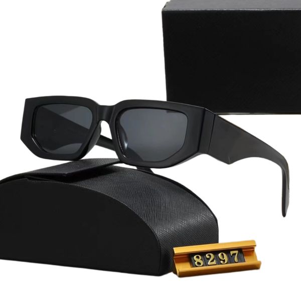 8297 XY Top Luxury Sunglasses Designer de lentes polarizador feminino Men Goggle óculos sênior para mulheres Óculos de óculos Estrutura de óculos de sol vintage de metal com leopardo de caixa