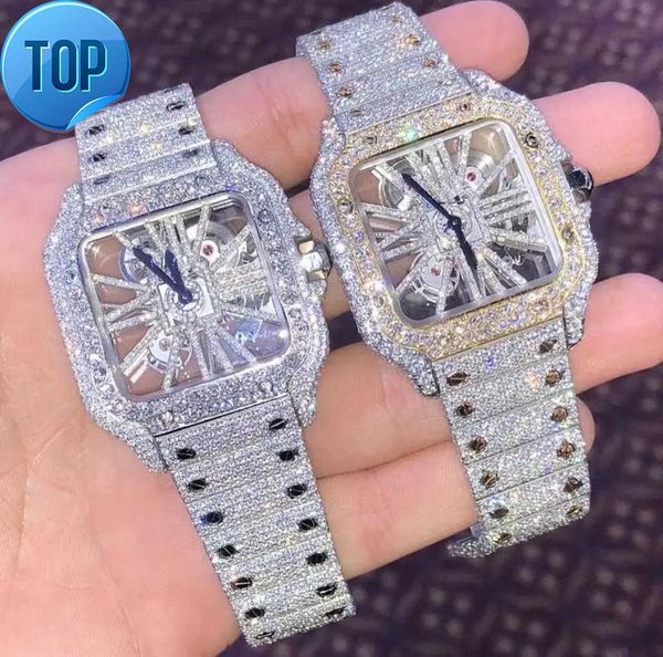 Uomini di lusso ghiacciato i diamanti moissanite guardano hip hop automatico per orologio da moda orologio personalizzato