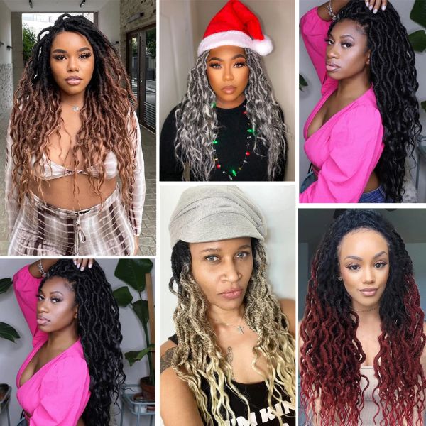 Capelli nido finto locs all'uncinetto capelli treccia bohémien locs 16/24 pollici tere sintetiche ombre intrecciati capelli afro dreadlock per ragazze