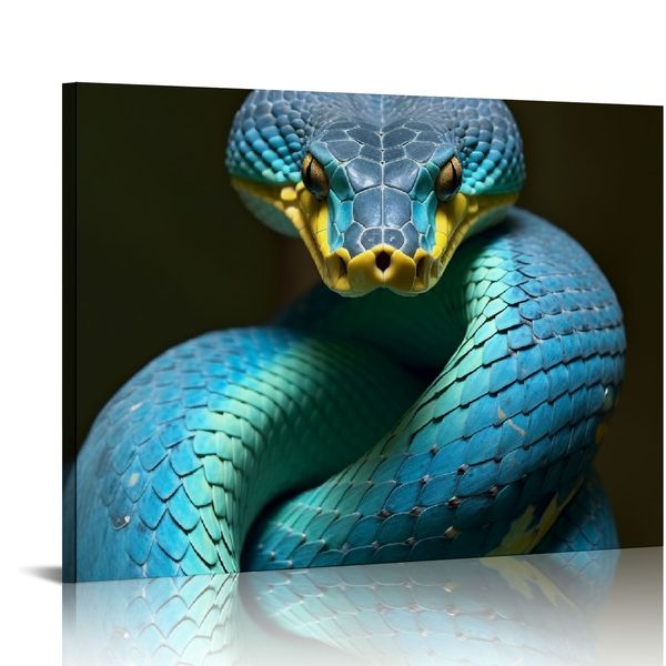 Blue Snake Snake Snake Eyes Animal Poster Canvas Impressão Pintura Imagem Picture Arte da parede Decoração da sala de estar