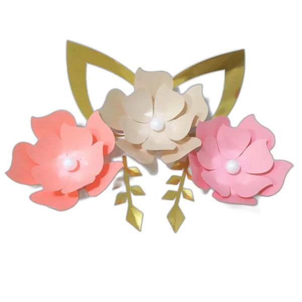 Decorative Flowers Cardstock Rose DIY Easy Paper With Ears Leaves Set For Baby Nursery Wall Flower Decor Shower Birthday Video Tutorials