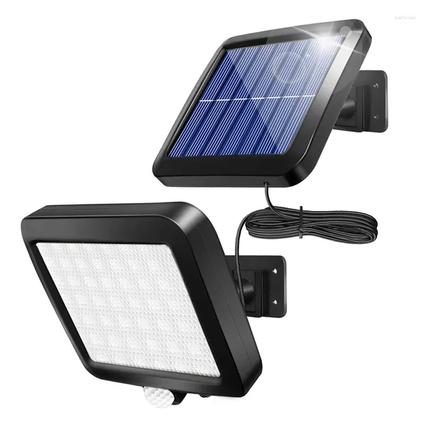 Lâmpada de parede Luz solar Luz de movimento ao ar livre Sensor 56 LED Night Security Night for Garden Garage Driveway Cerca Varejo