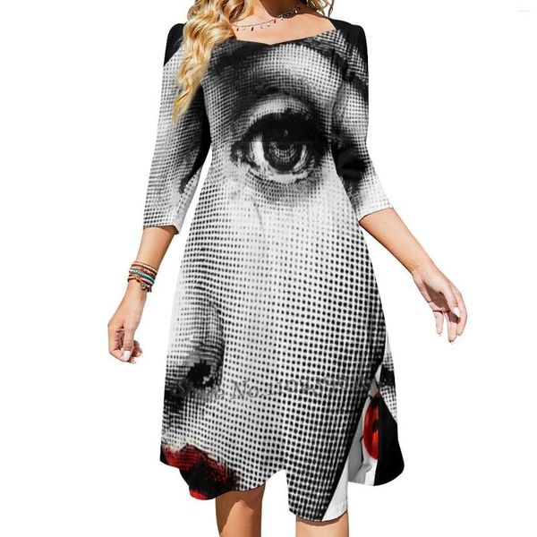 Vestidos casuais Lina Cavalieri Square Neck Dress Plus Size Women Women Wast Tight Digital Arts Wall Modern Abstract Wall