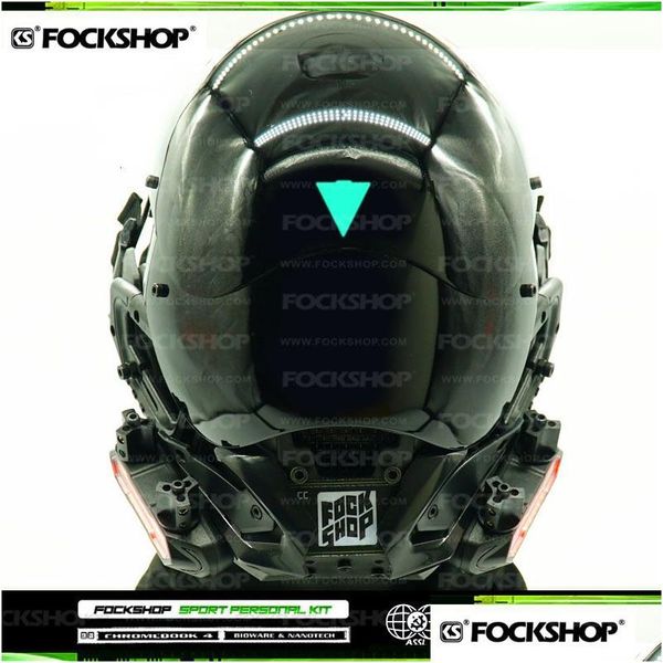 Mascheri per feste Fockshop Cyberpunk Mask Rosso Blue Lamp Blue Cosplay Stage Property Night City City Festival Halloween Festival Gifts per adolescente Drop Dhsiv