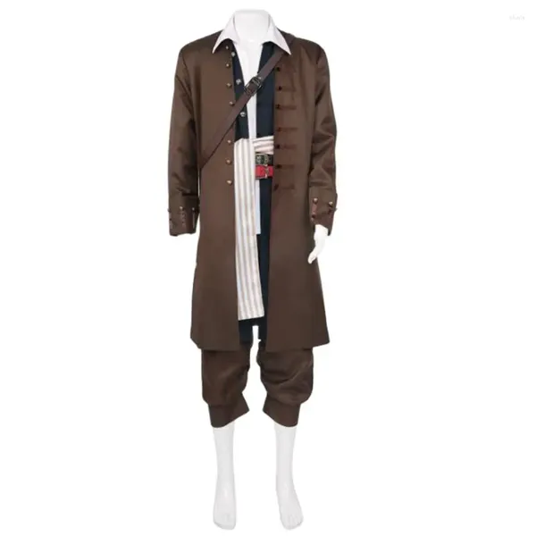 Herren Traursanzuiten Kapitän Jack Sparrow Anzug Kostümmanteljacke Erwachsene Hut -Altersanzüge Halloween Carnival Dress Up Clothing