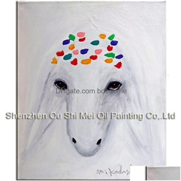 Dipinti kadishman menashe artista fatto a mano con testa astratta pecora dipinto su tela moderna arte animale bianco per immagini murali dro dhk3f