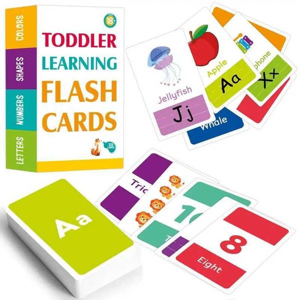 MATH COUNT TIME APPRENDIMENTO Toys 58pcs/set ABC Alphabet Tter Numero Forma Earch Education Education Baby Arning Cards FlashCards Games Puzzs for Kids Regali WX5.29
