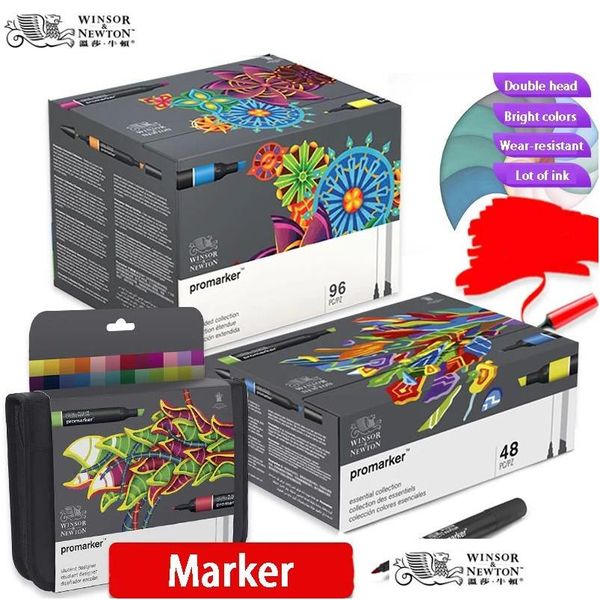 Markierungen Großhandel Winsor ton Promarker 6/12/24/48/96 Farben Set Twin/Double Tipp Alkohol -Basis -Stifte Design Pro für Künstler DHCFH DROP