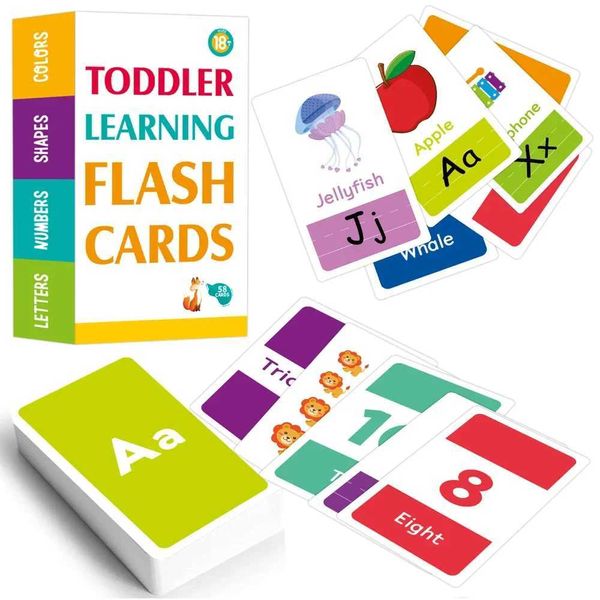Tempo di conteggio della matematica Altri giocattoli 58pcs/set ABC Alphabet Tter Numero Forma Early Education Education Baby Arning Cards FlashCards Games Puzzs for Kids Regali WX5.29