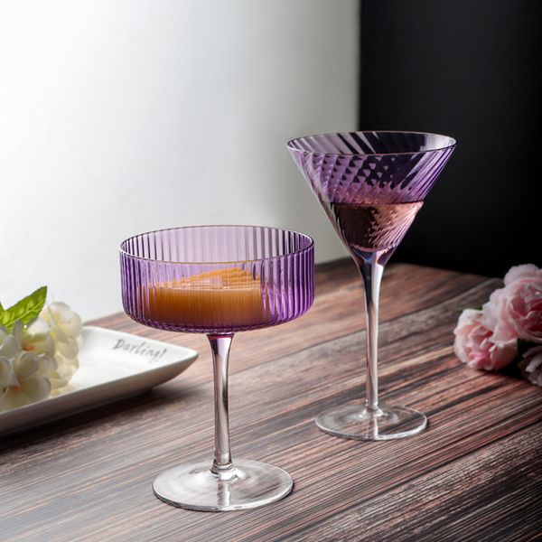 Tazza di calice in cristallo verticale tazza di lussuosa cocktail di lusso in vetro in vetro fatto a mano in champagne bicchiere di gelato retrò tazza