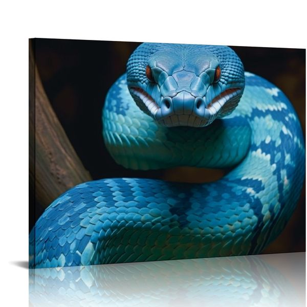 Olhos Blue Snake Viper - Poster de impressão de lona de arte de animais, decoração da parede da casa