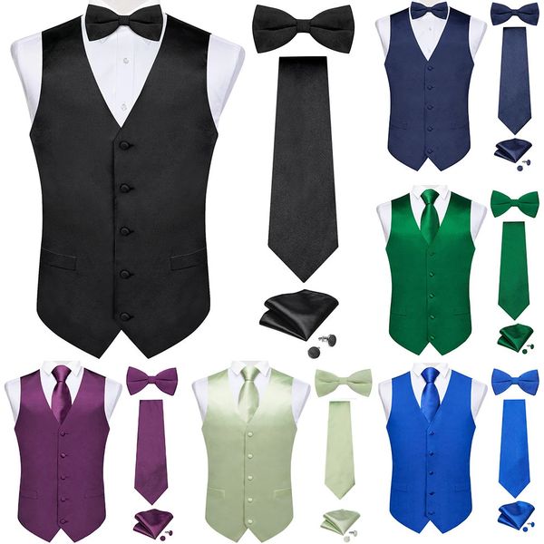 Giurreno solido in raso nero con cravatta e papillon pre-legato set viola blu salvia verde festa di matrimonio maschile whitcoat dibangu 240516