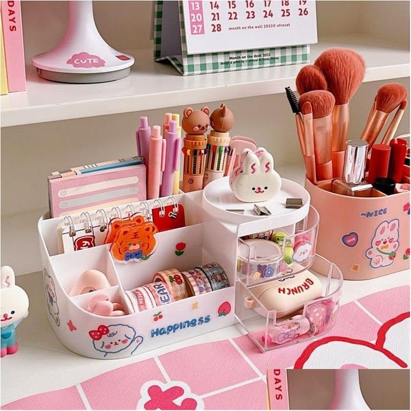 Altri accessori da scrivania all'ingrosso Cute Kawaii Porta Pennello Organizzatore per bambini Student Office Desktop Fashion di grande capacità di cartoleria S DHMC0